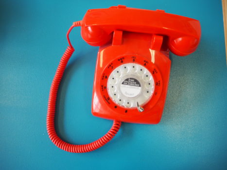 Red telephone prop